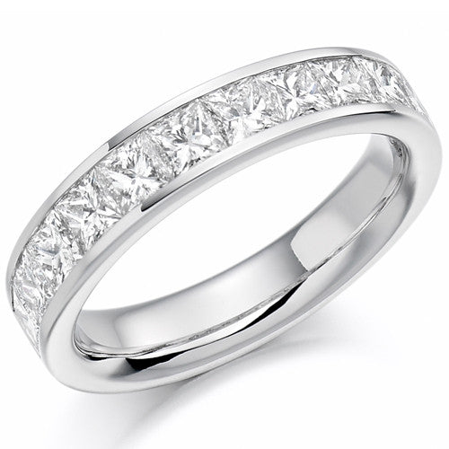 Ring - Princess cut diamond channel set half eternity ring, 1.50ct - PA Jewellery