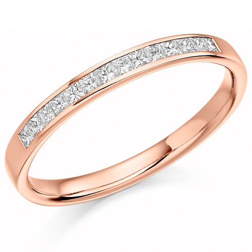 Ring - Princess cut diamond channel set half eternity ring, 0.20ct - PA Jewellery