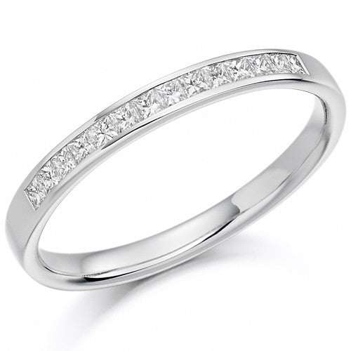 Ring - Princess cut diamond channel set half eternity ring, 0.20ct - PA Jewellery