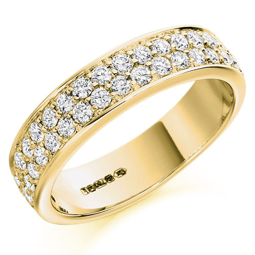 Ring - Round brilliant cut diamond double row half eternity ring 0.75ct - PA Jewellery
