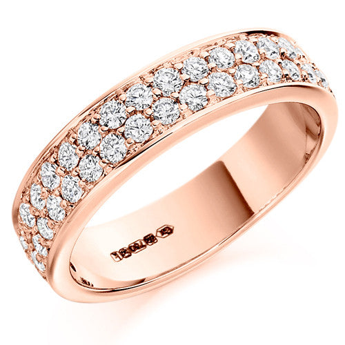 Ring - Round brilliant cut diamond double row half eternity ring 0.75ct - PA Jewellery