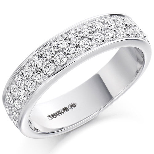 Ring - Round brilliant cut diamond double row half eternity ring 0.75ct - PA Jewellery