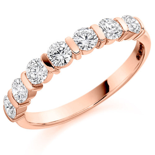 Ring - Round brilliant cut diamond bar set half eternity ring, 0.75ct - PA Jewellery