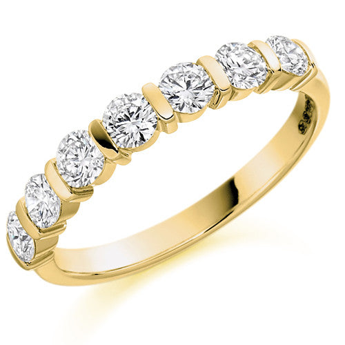 Ring - Round brilliant cut diamond bar set half eternity ring, 0.75ct - PA Jewellery
