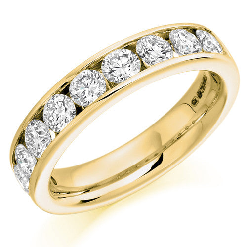 Ring - Round brilliant cut diamond channel set half eternity ring, 1.50ct - PA Jewellery