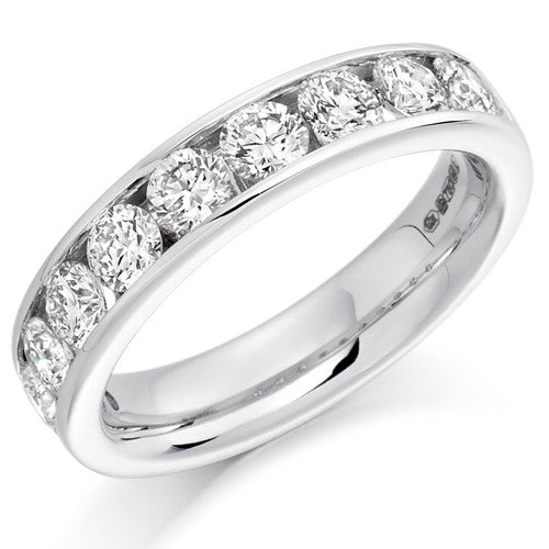 Ring - Round brilliant cut diamond channel set half eternity ring, 1.50ct - PA Jewellery
