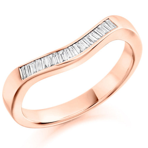 Ring - Baguette cut diamond curved half eternity ring, 0.20ct - PA Jewellery