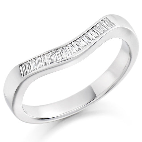 Ring - Baguette cut diamond curved half eternity ring, 0.20ct - PA Jewellery