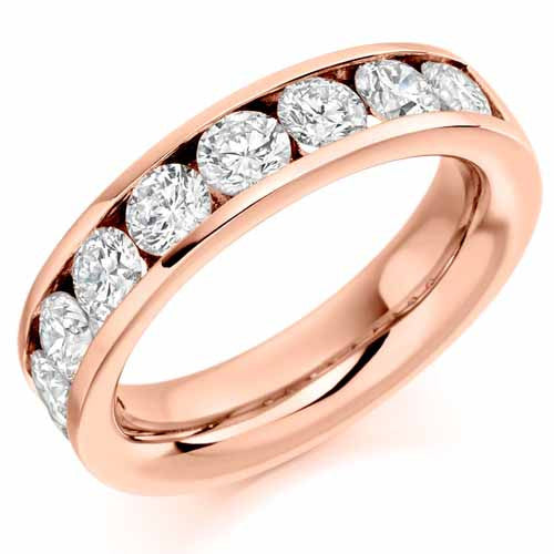 Ring - Round brilliant cut diamond channel set half eternity ring, 2.00ct - PA Jewellery