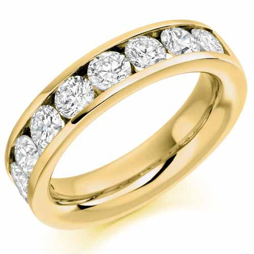Ring - Round brilliant cut diamond channel set half eternity ring, 2.00ct - PA Jewellery