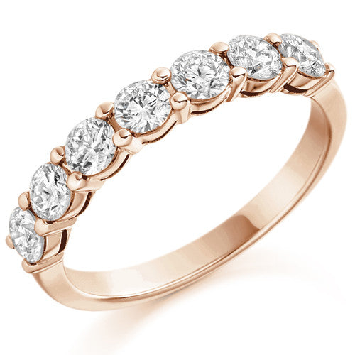 Ring - Round brilliant cut diamond claw set half eternity ring, 1.00ct - PA Jewellery