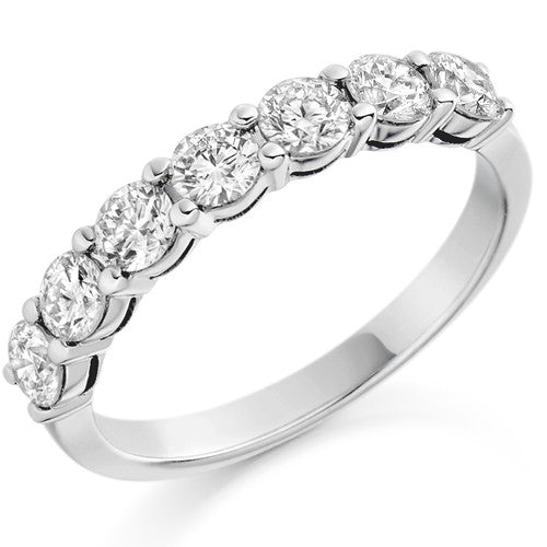 Ring - Round brilliant cut diamond claw set half eternity ring, 1.00ct - PA Jewellery