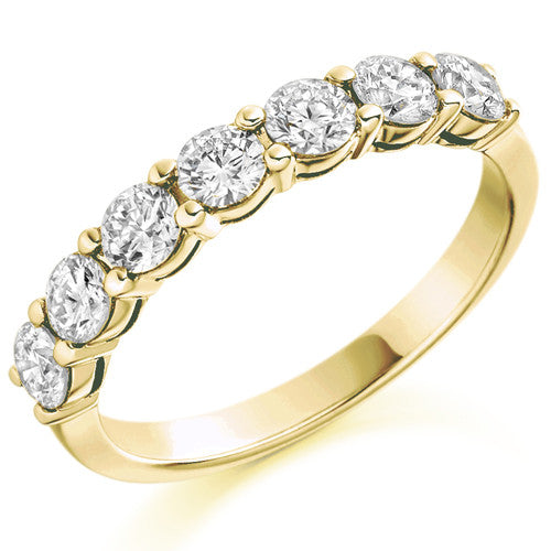 Ring - Round brilliant cut diamond claw set half eternity ring, 1.00ct - PA Jewellery