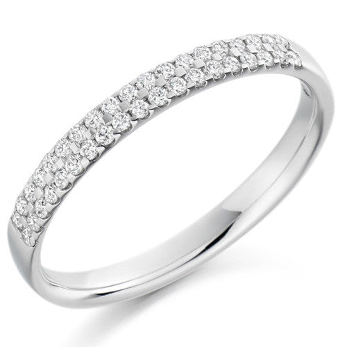 Ring - Round brilliant cut diamond double row half eternity ring, 0.25ct - PA Jewellery