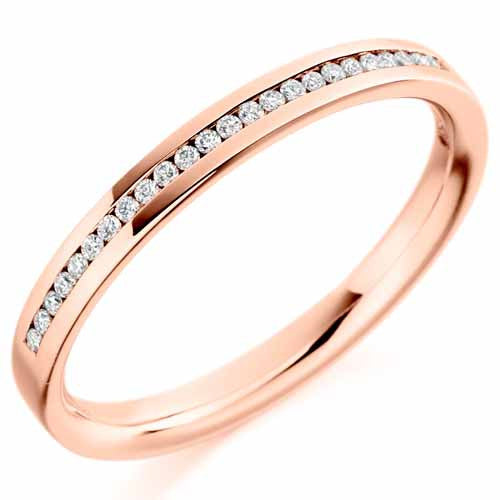 Ring - Round brilliant cut diamond channel set half eternity ring, 0.12ct - PA Jewellery