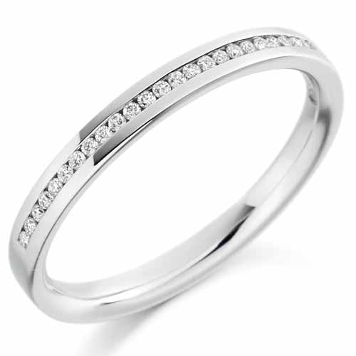 Ring - Round brilliant cut diamond channel set half eternity ring, 0.12ct - PA Jewellery