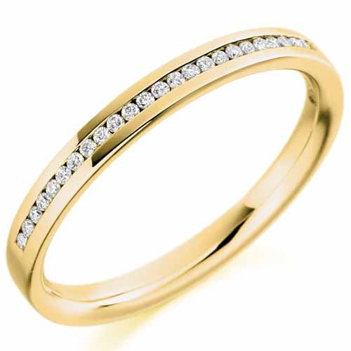Ring - Round brilliant cut diamond channel set half eternity ring, 0.12ct - PA Jewellery