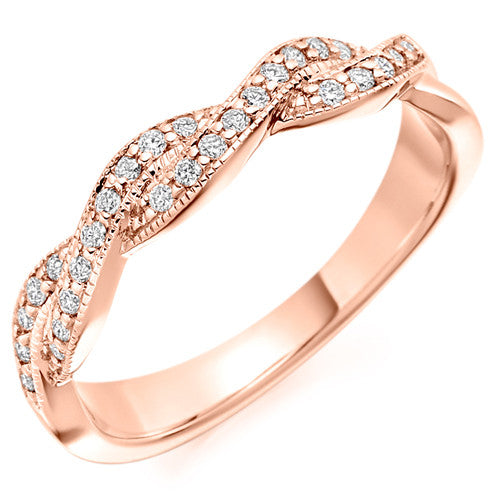 Ring - Diamond set twist design band ring, 0.22ct - PA Jewellery