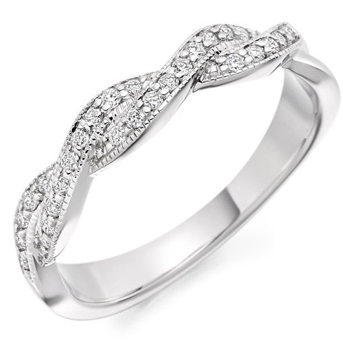Ring - Diamond set twist design band ring, 0.22ct - PA Jewellery