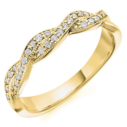 Ring - Diamond set twist design band ring, 0.22ct - PA Jewellery