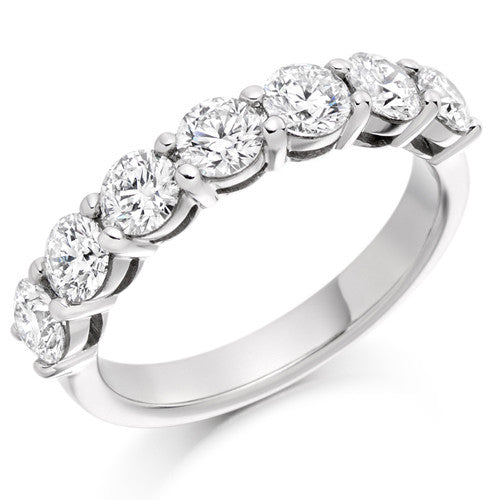 Ring - Round brilliant cut diamond claw set half eternity ring, 1.50ct - PA Jewellery