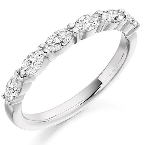 Ring - Marquise cut diamond half eternity ring, 0.60ct - PA Jewellery