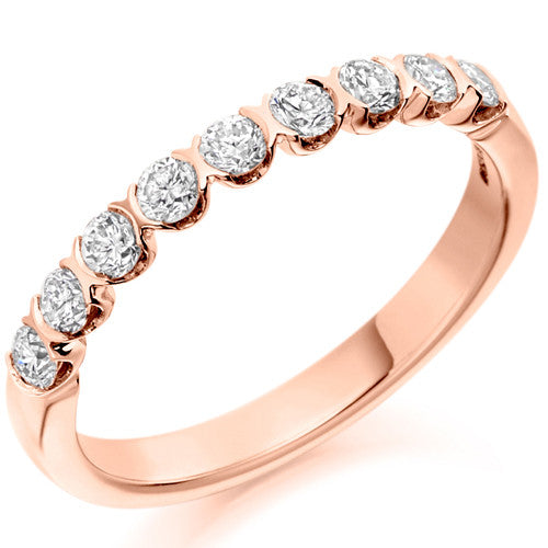 Ring - Round brilliant cut diamond bar set half eternity ring, 0.50ct - PA Jewellery