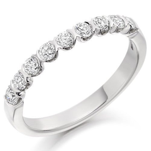 Ring - Round brilliant cut diamond bar set half eternity ring, 0.50ct - PA Jewellery