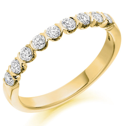 Ring - Round brilliant cut diamond bar set half eternity ring, 0.50ct - PA Jewellery