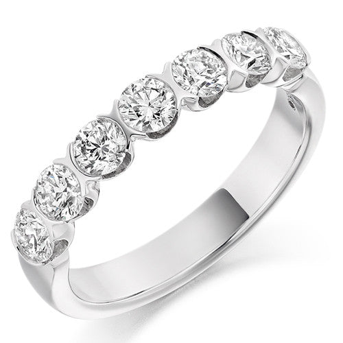Ring - Round brilliant cut diamond half eternity ring, 1.00ct - PA Jewellery