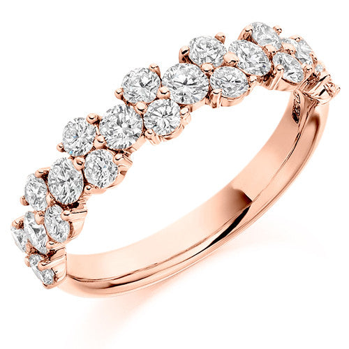 Ring - Round brilliant cut diamond claw set half eternity ring, 1.20ct - PA Jewellery