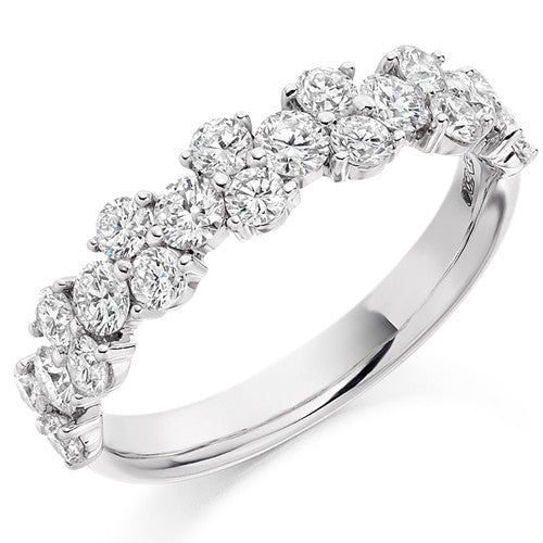 Ring - Round brilliant cut diamond claw set half eternity ring, 1.20ct - PA Jewellery
