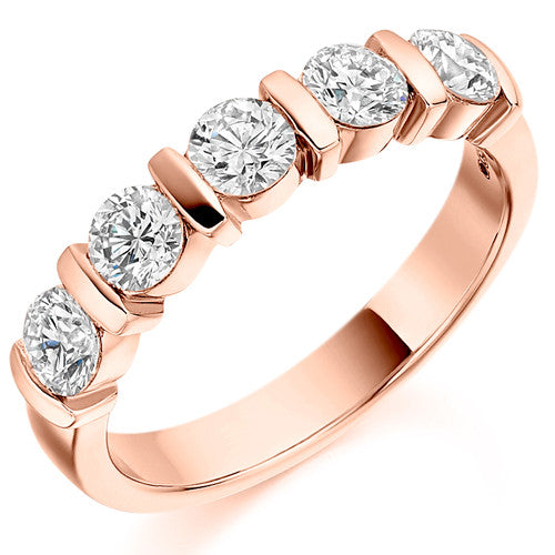 Ring - Round brilliant cut diamond half eternity ring, 1.00ct - PA Jewellery