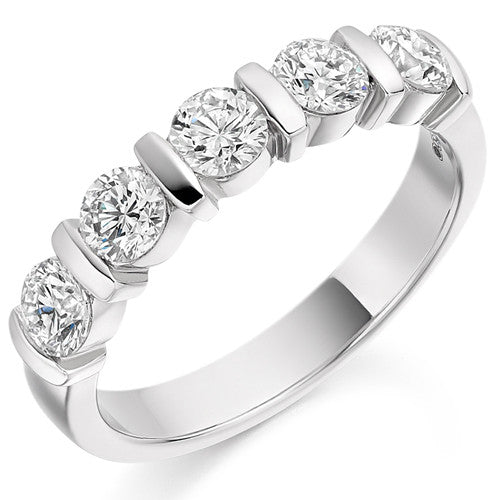 Ring - Round brilliant cut diamond half eternity ring, 1.00ct - PA Jewellery