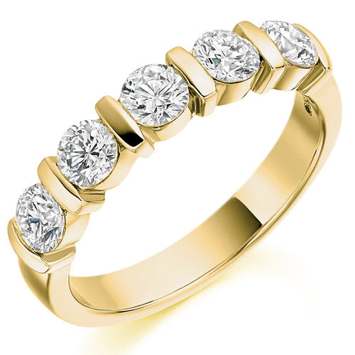 Ring - Round brilliant cut diamond half eternity ring, 1.00ct - PA Jewellery