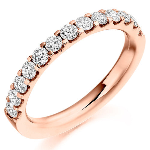 Ring - Round brilliant cut diamond micro claw set half eternity ring, 0.75ct - PA Jewellery