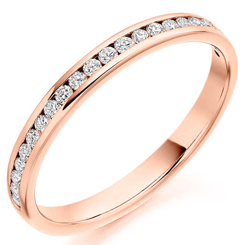 Ring - Round brilliant cut diamond channel set half eternity ring, 0.25ct - PA Jewellery