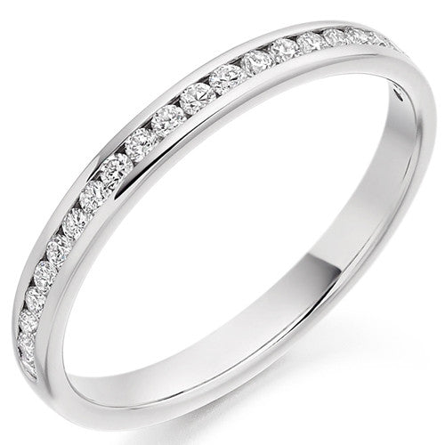 Ring - Round brilliant cut diamond channel set half eternity ring, 0.25ct - PA Jewellery