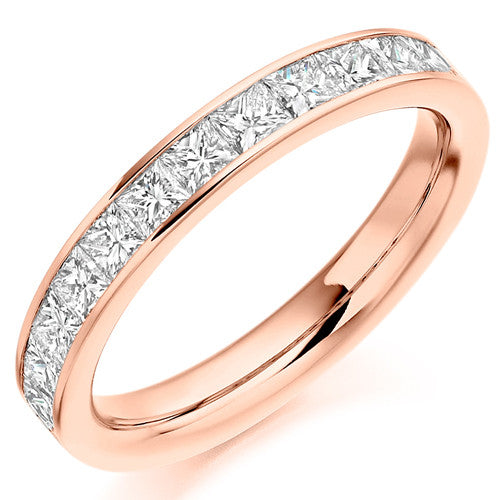 Ring - Princess cut diamond channel set half eternity ring, 1.00ct - PA Jewellery