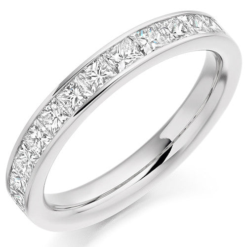 Ring - Princess cut diamond channel set half eternity ring, 1.00ct - PA Jewellery