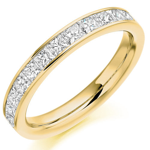 Ring - Princess cut diamond channel set half eternity ring, 1.00ct - PA Jewellery