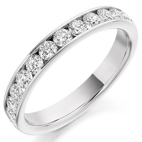 Ring - Round brilliant cut diamond channel set half eternity ring, 0.75ct - PA Jewellery