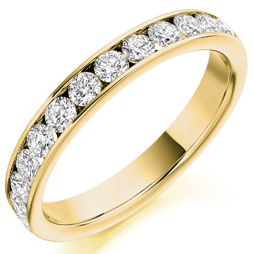 Ring - Round brilliant cut diamond channel set half eternity ring, 0.75ct - PA Jewellery