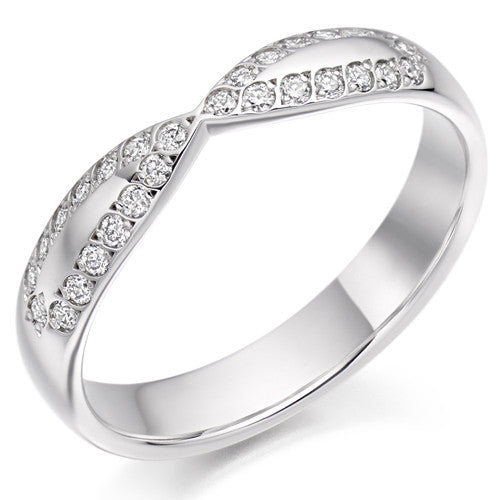 Ring - Diamond set bow shaped band ring, 0.25ct - PA Jewellery