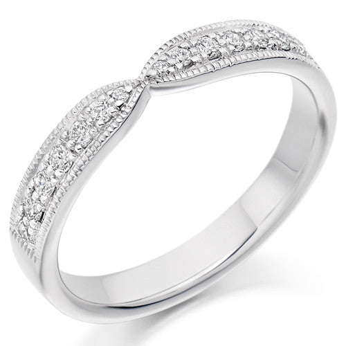 Ring - Diamond set bow shaped band ring, 0.20ct - PA Jewellery