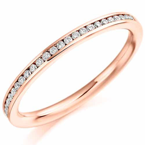 Ring - Round brilliant cut diamond channel set half eternity ring, 0.20ct - PA Jewellery