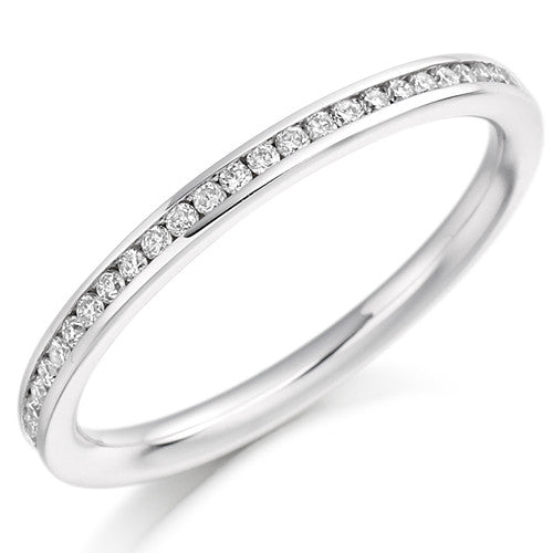 Ring - Round brilliant cut diamond channel set half eternity ring, 0.20ct - PA Jewellery