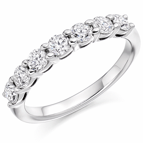 Ring - Round brilliant cut diamond claw set half eternity ring, 0.75ct - PA Jewellery