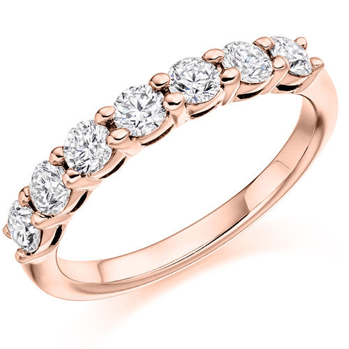 Ring - Round brilliant cut diamond claw set half eternity ring, 0.75ct - PA Jewellery