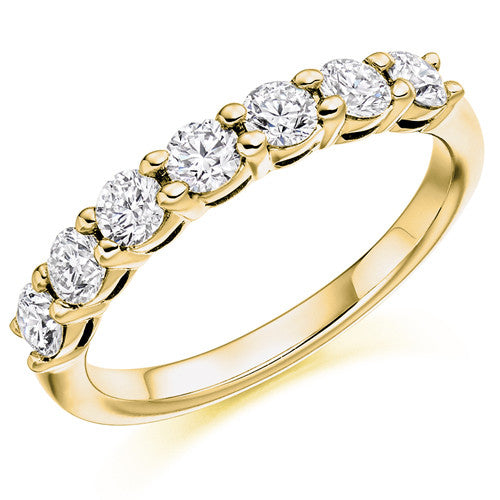 Ring - Round brilliant cut diamond claw set half eternity ring, 0.75ct - PA Jewellery